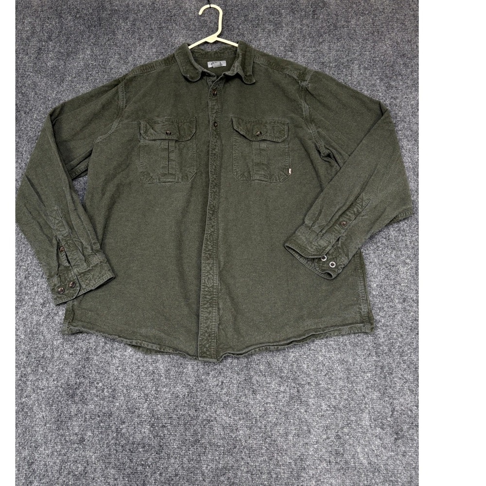 Guide Series Flannel Shirt Mens XL Green Cotton Long Sleeve Button Down Utility